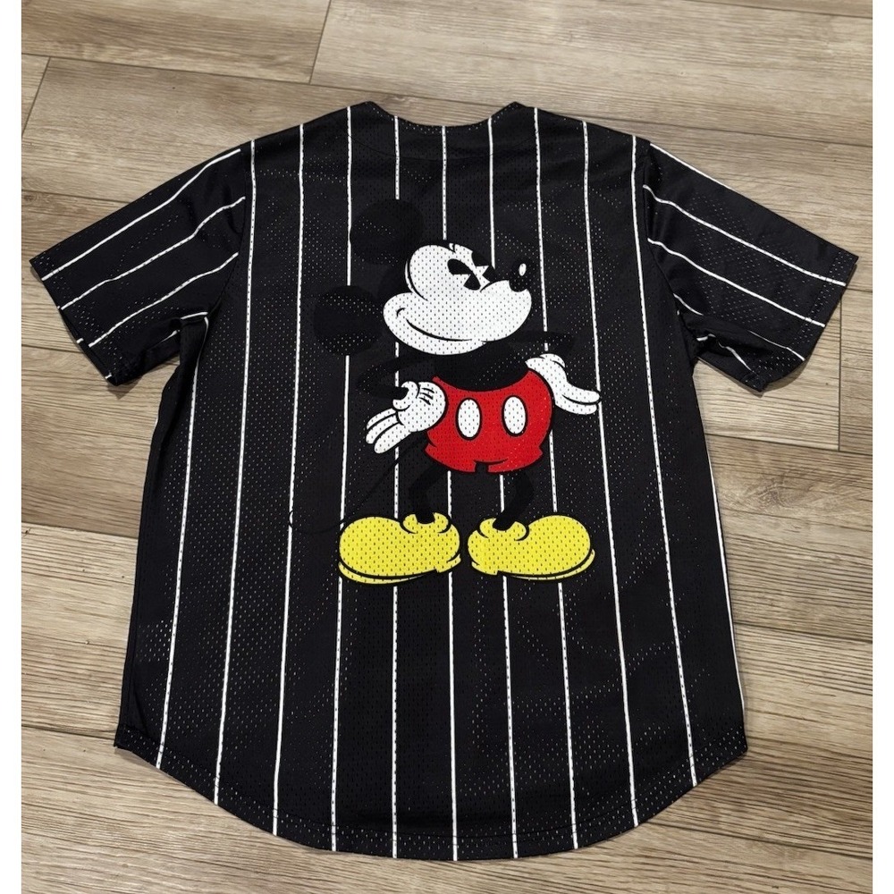 Disney Mickey Mouse Pinstripe Baseball Jersey Size Large